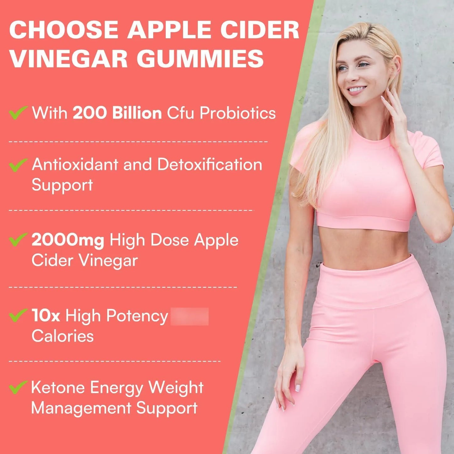Gomitas De Vinagre De Sidra De Manzana Keto ACV 2000 Mg Con Probióticos Y Vitamina B12 Para Digestión Y Energía