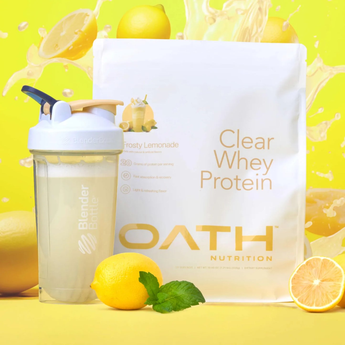 Proteína De Suero Transparente Oath Nutrition 18 Porciones Sabor Limonada Helada