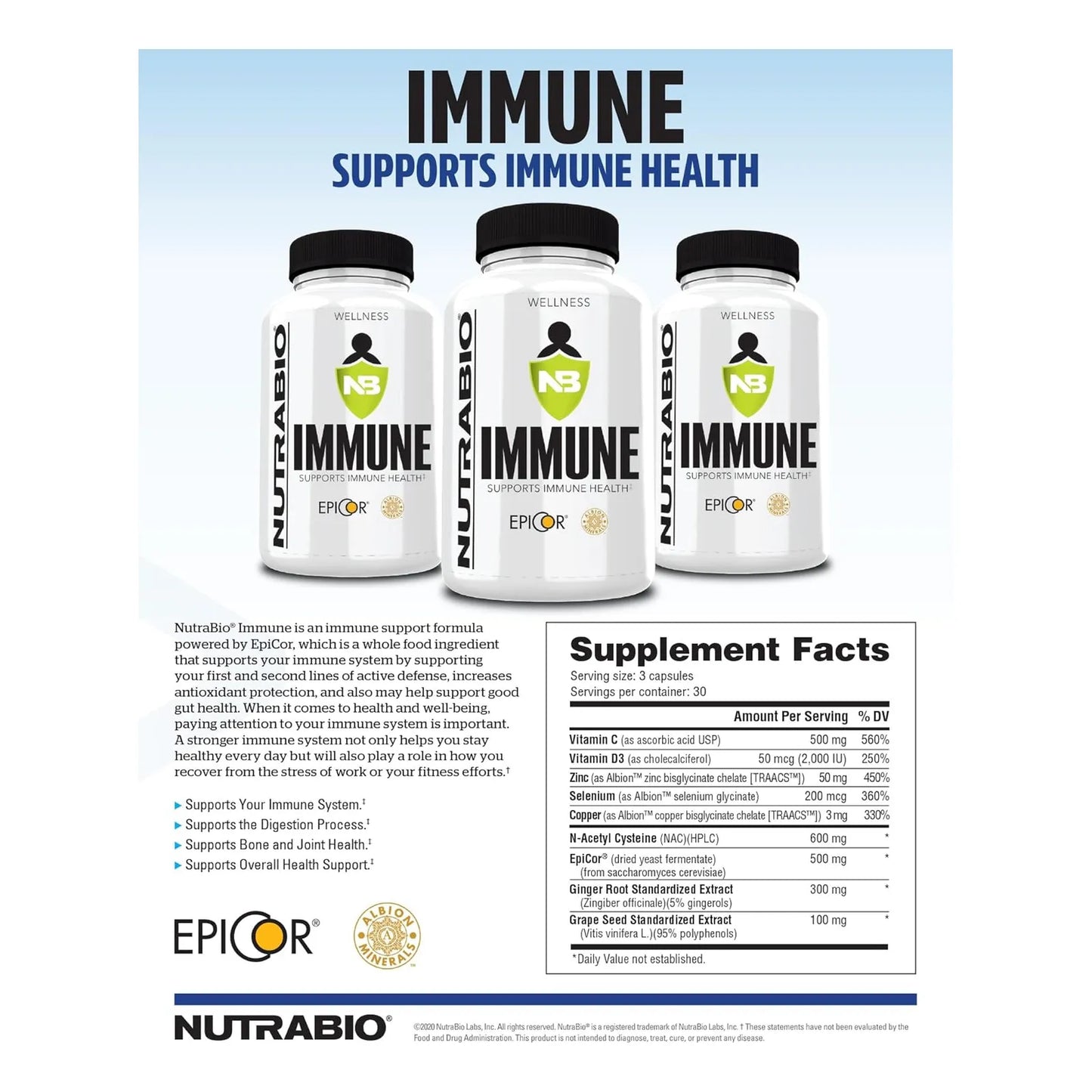 Complemento Inmunologico 90 Capsulas Vegetarianas Nutrabio Con Epicor