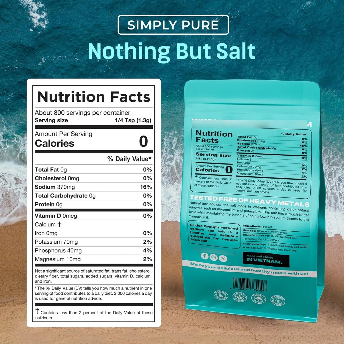 Sal Marina De Baja 1 Kg Mineral Sin Refinar Grano Fino 82 Minerales Menos Sodio