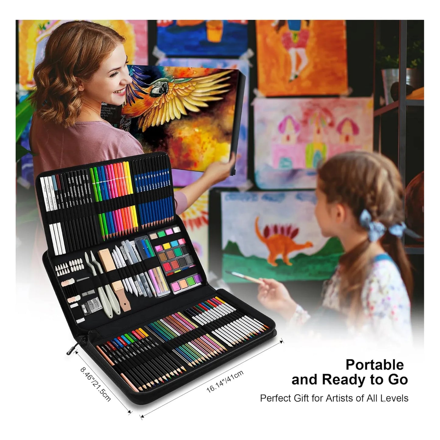 Kit Completo De Arte 154 Piezas Profesional Con Cuaderno Y Tutorial