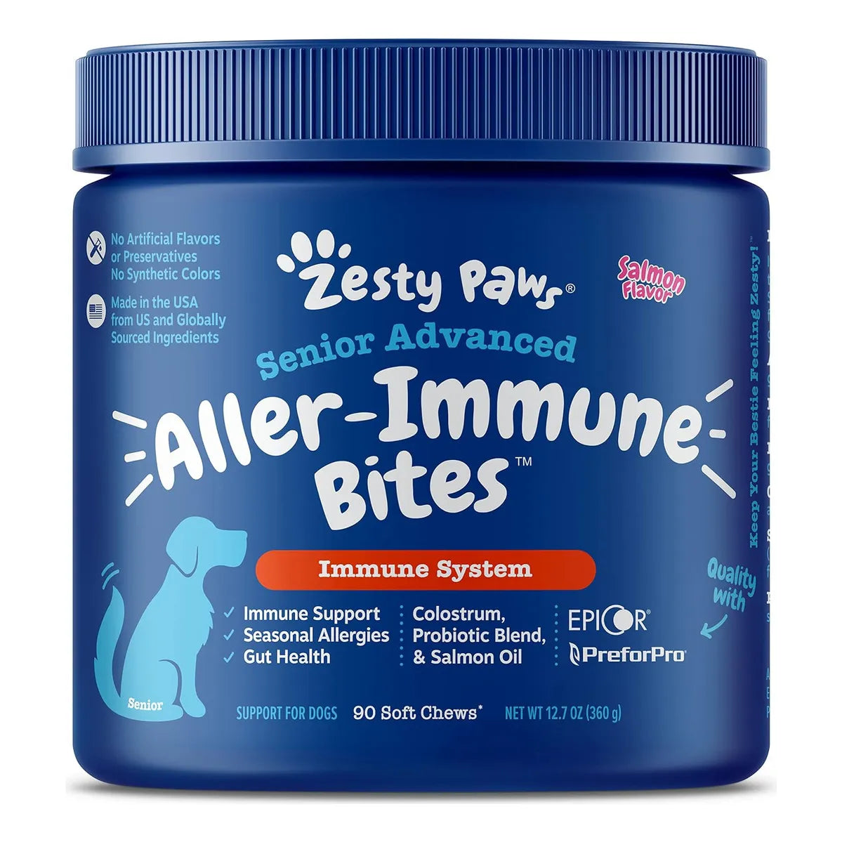 Zesty Perros Salmon Salvaje Alaska Omega 3 Y Epicor 360 Gr Nutricion Premium Con Probioticos