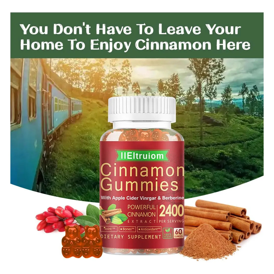 Gomitas De Canela De Ceilán 2400 Mg Con Berberina Cúrcuma Vinagre De Manzana Melón Amargo Y Cromo 60 Unidades