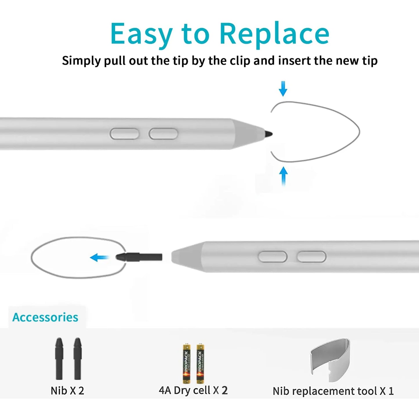 Lápiz Óptico Microsoft Surface 1024 Niveles Sensibilidad Compatible Multi Modelos Incluye Puntas Y Pilas