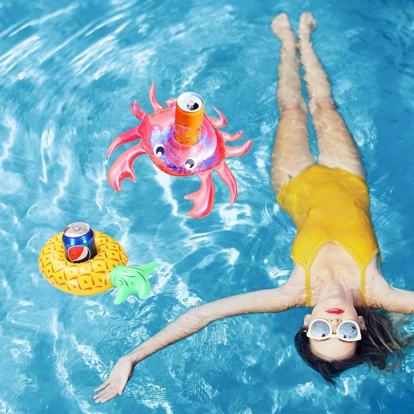 Portavasos Inflable 25 Unidades Con Bomba Para Fiestas En Piscina