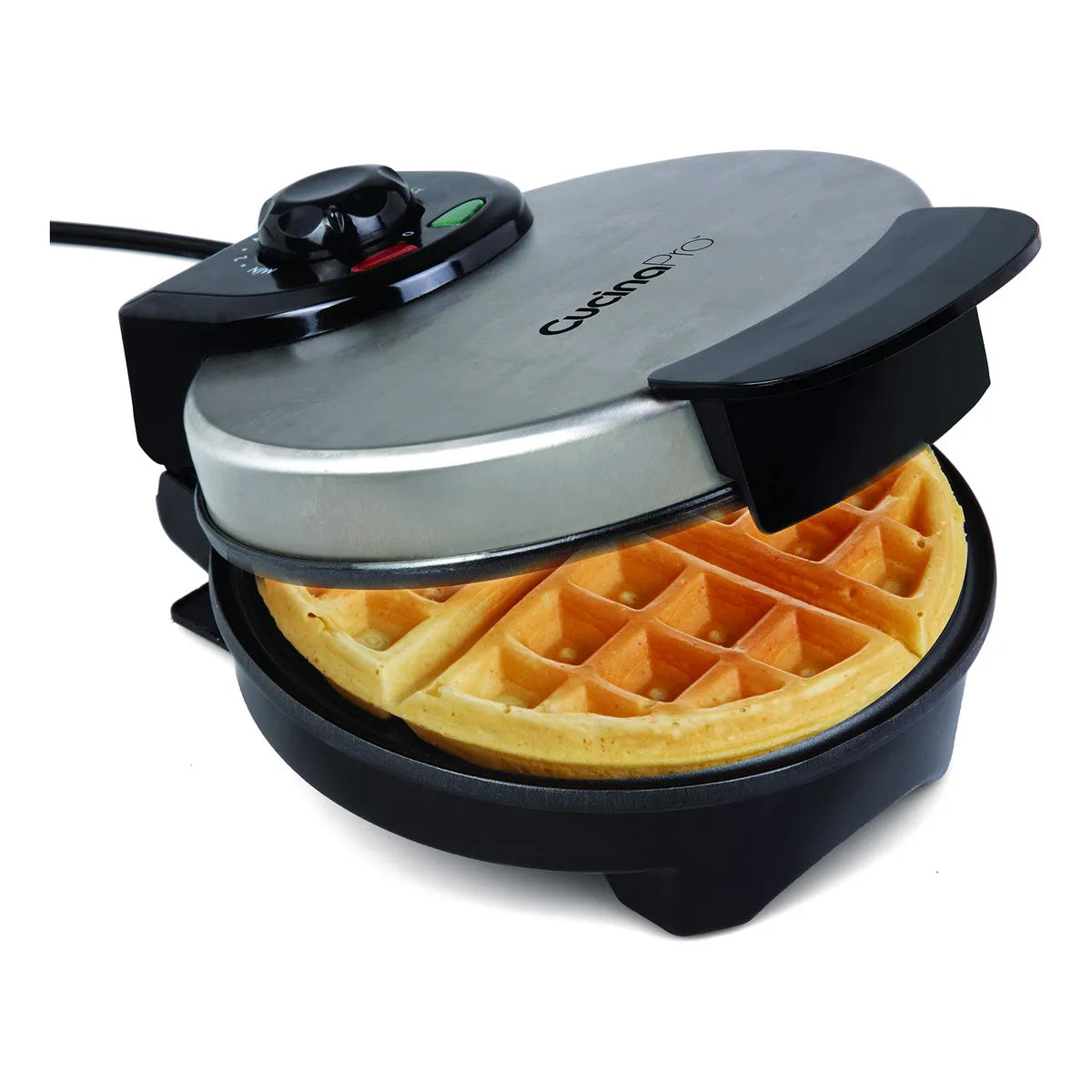 Máquina Para Hacer Gofres Belgas CucinaPro Plancha Antiadherente Negra Desayunos Perfectos