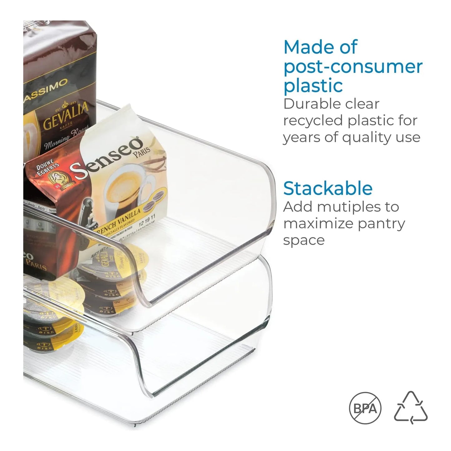 Contenedor Organizador iDesign Linus Para Refrigerador Y Congelador 11 X 7 X 3.5 Pulgadas Transparente