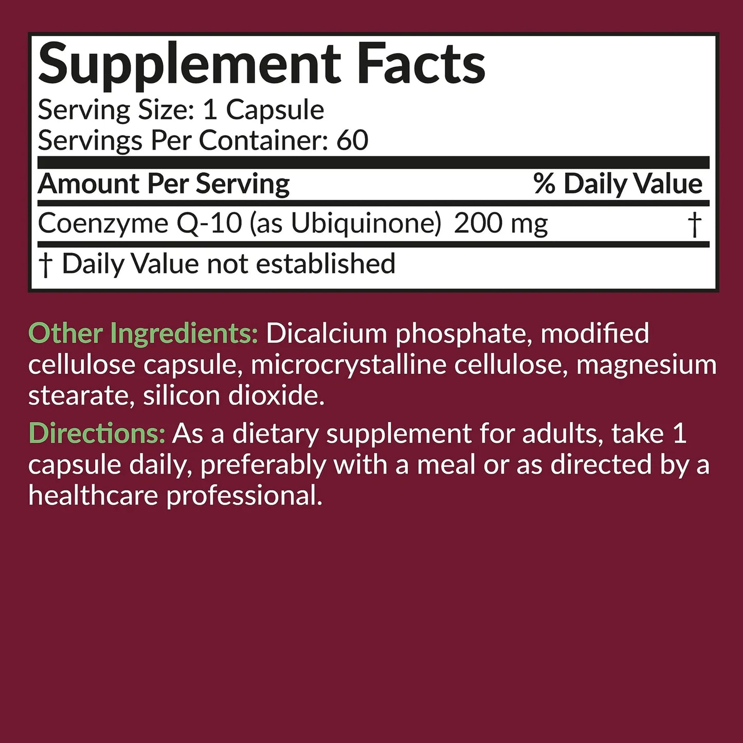 CoQ10 200 Mg Cápsulas Vegetarianas Energía Celular Premium