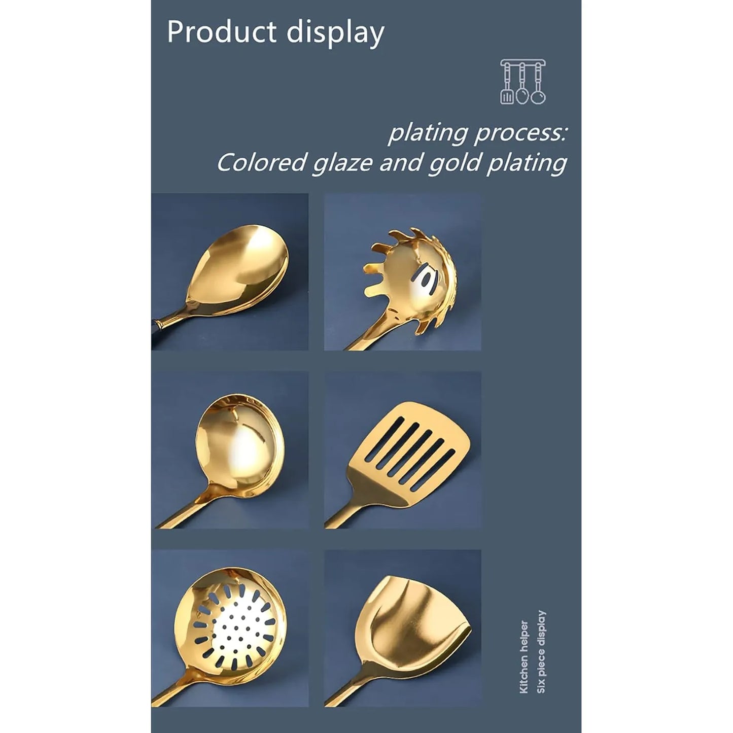 Juego De Utensilios De Cocina Aquax Acero Inoxidable 7 Piezas Con Estante