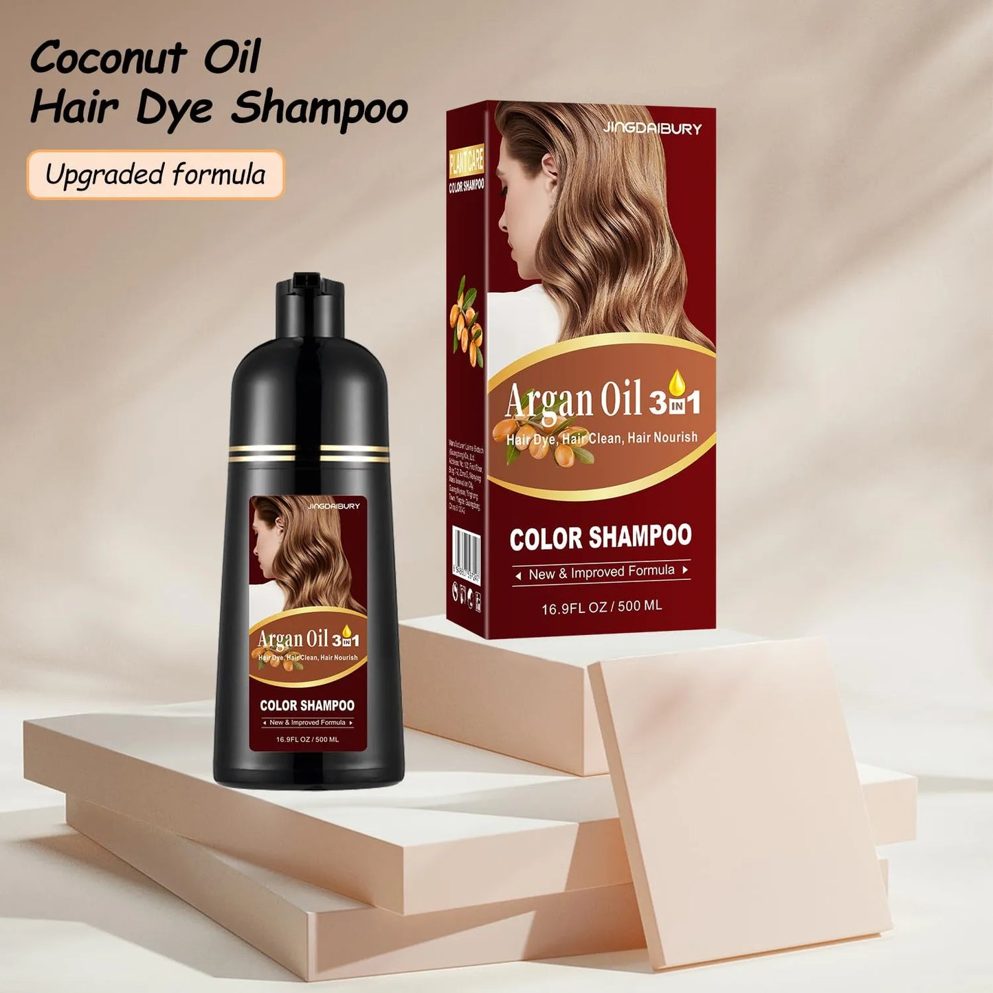Tinte Para Cabello Negro Con Aceite De Argan 500 Ml Champu Color 3 En 1