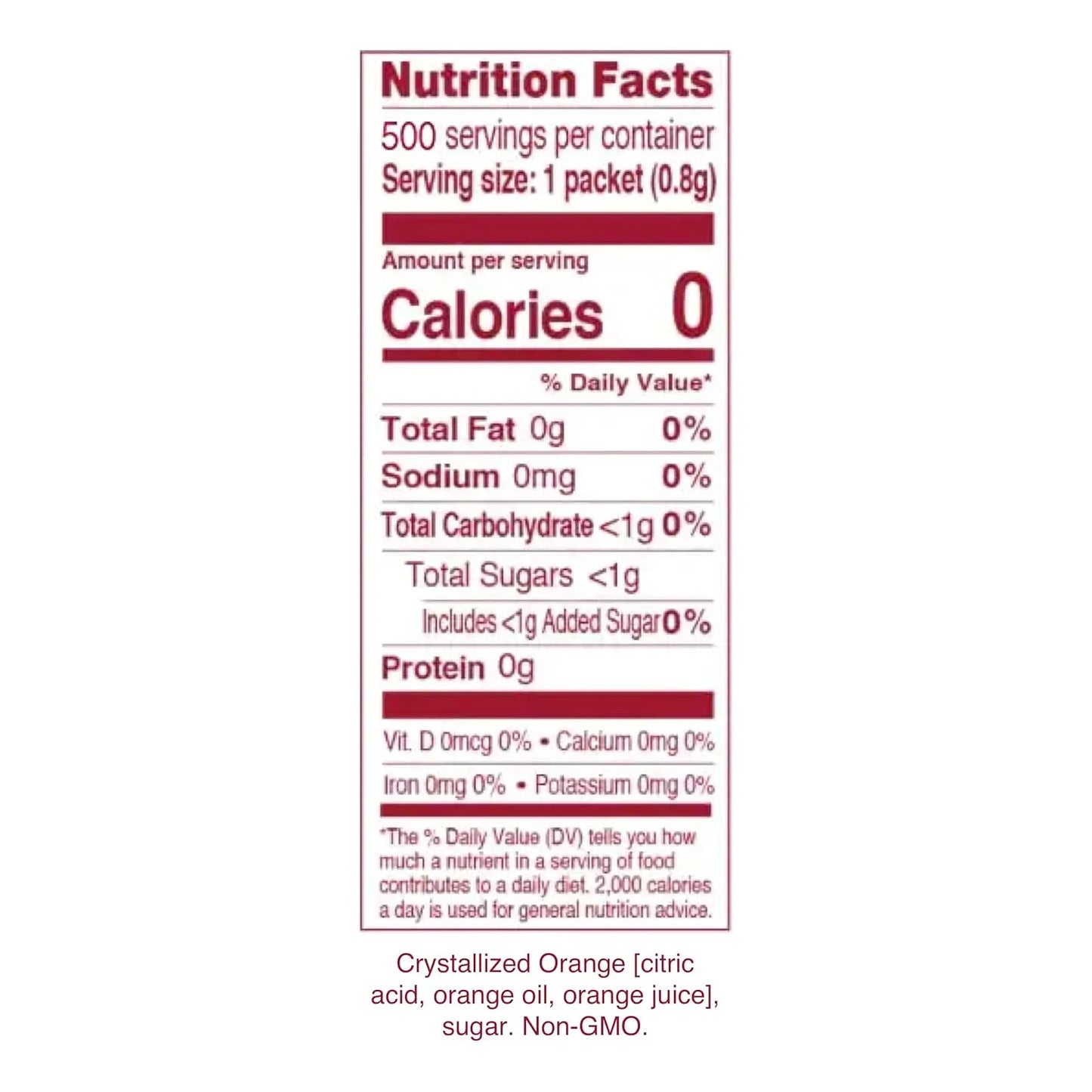 True Orange Potenciador De Agua 500 Sobres Sabor Naranja Natural Sin Calorias