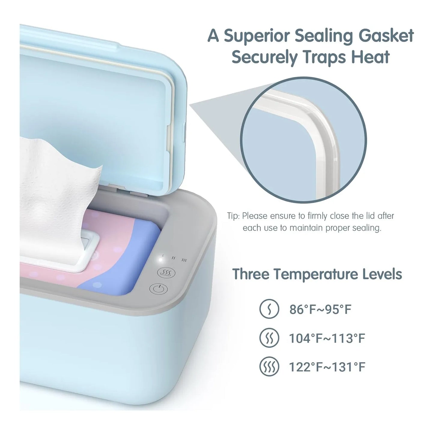 Calentador De Toallitas Para Bebés Con Control De Temperatura 3 Niveles Gran Capacidad
