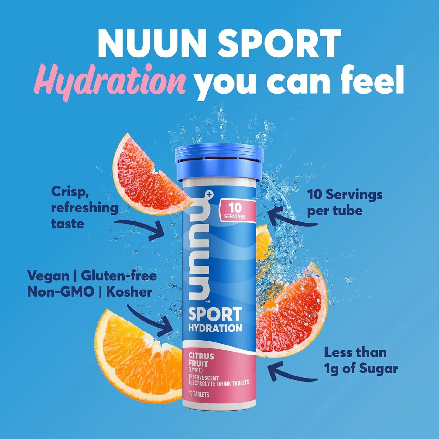 Nuun Pastillas Hidratantes Electrolitos Sabor Cítricos 10 Tabletas Importado