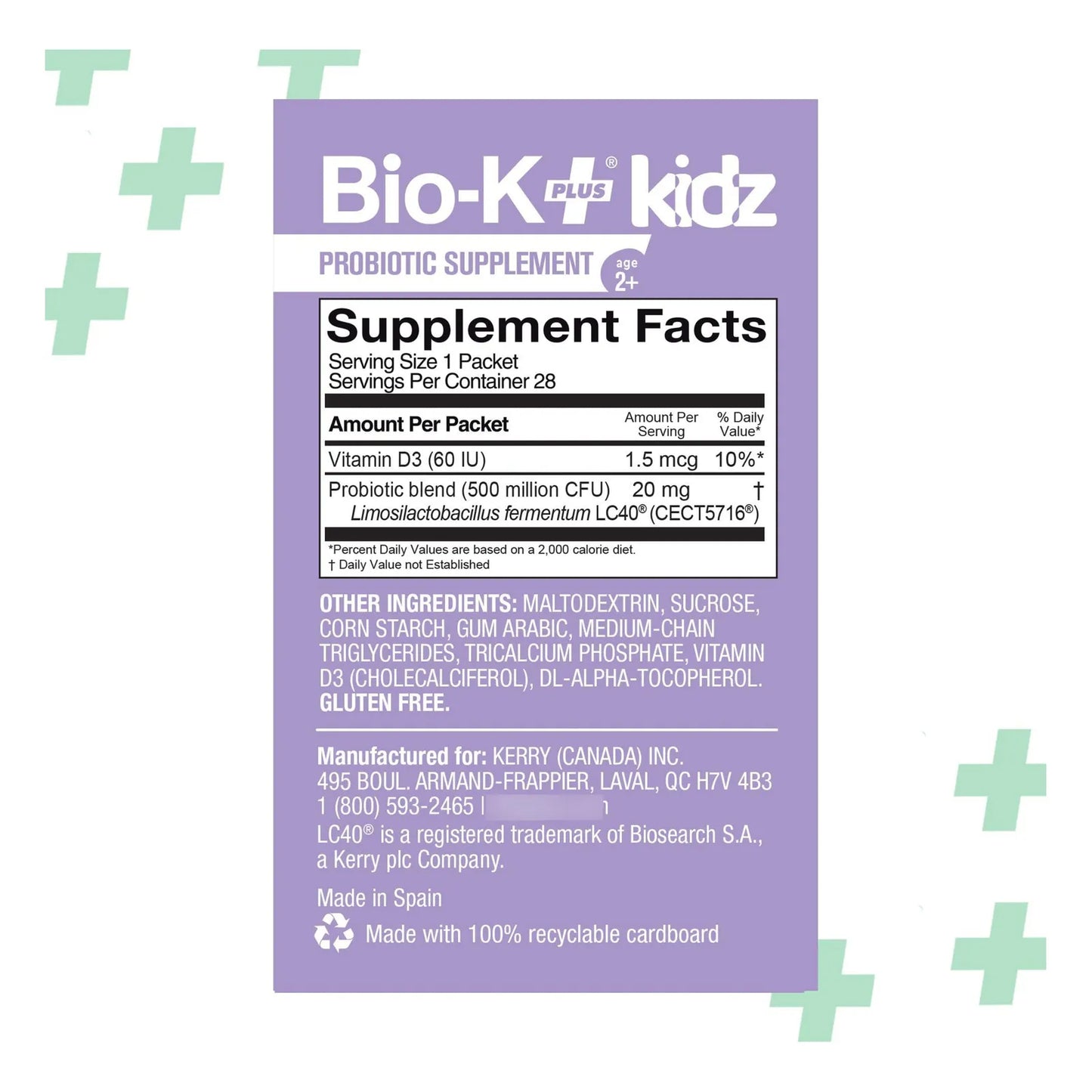 Bio K+ Probiótico Vegano Diario Para Niños Con Vitamina D3 28 Sobres