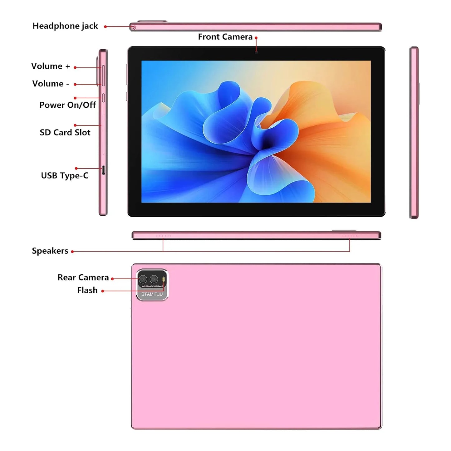Tablet 10 PuLG 2 en 1 6GB RAM 128GB Teclado Mouse Funda Pantalla HD