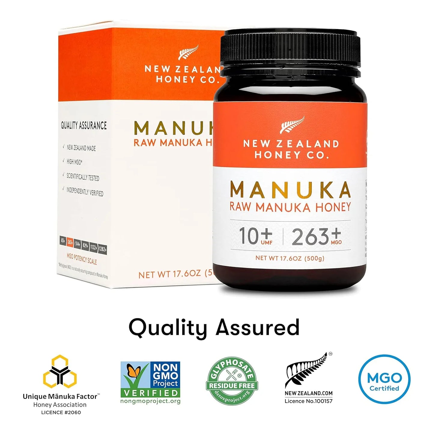 Miel De Manuka Cruda UMF 10+ MGO 263+ 500g Certificada Nueva Zelanda Honey Co