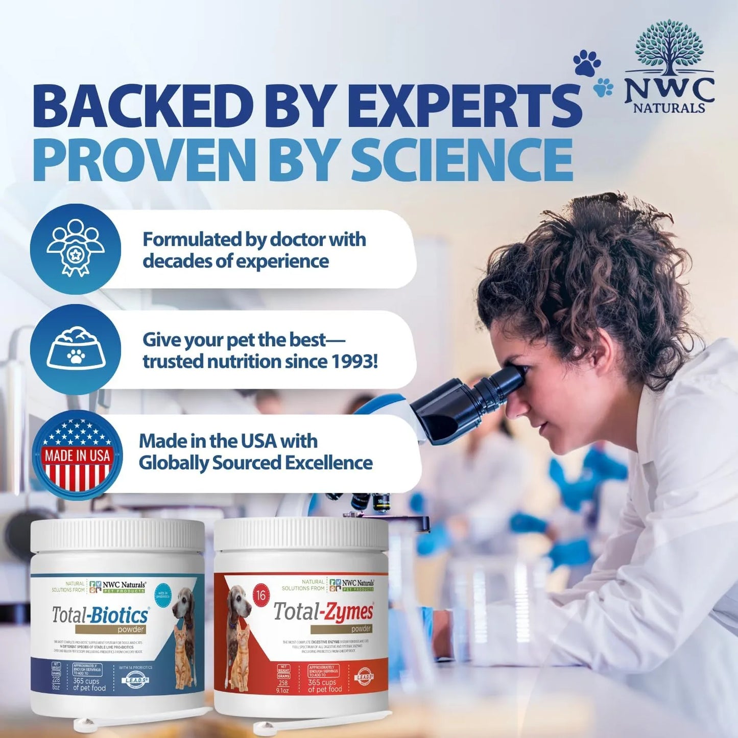 Paquete Doble Probióticos Enzimas Digestivas Perros Gatos NWC Naturals Salud Intestinal