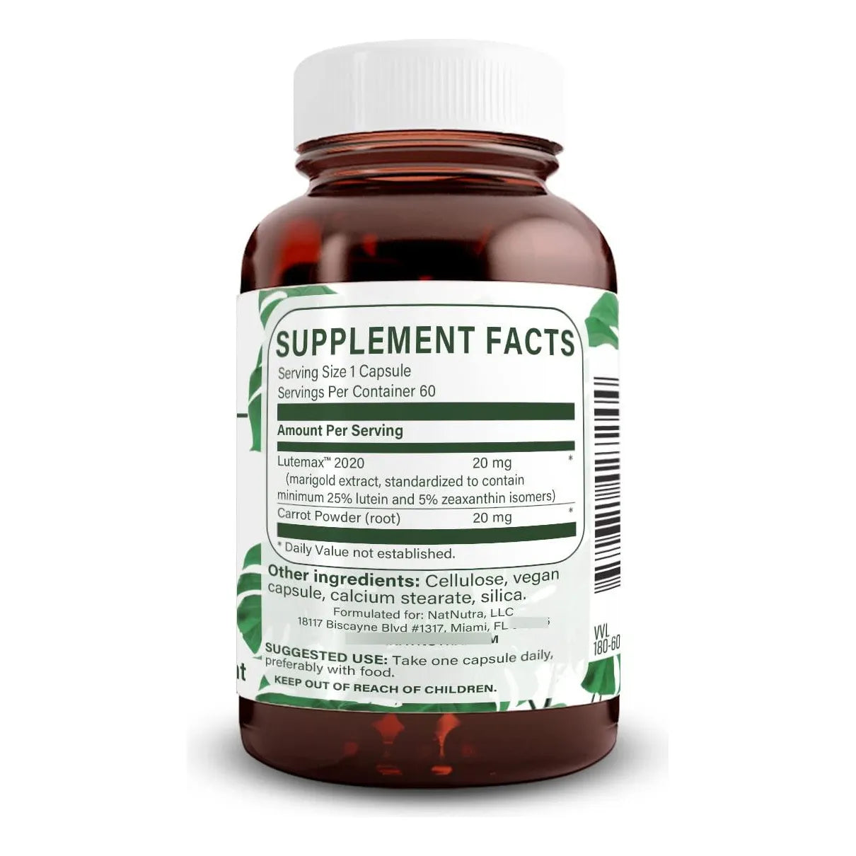 Suplemento De Luteína Y Zeaxantina 20 Mg Para Salud Ocular Y Protección Macular 60 Cápsulas