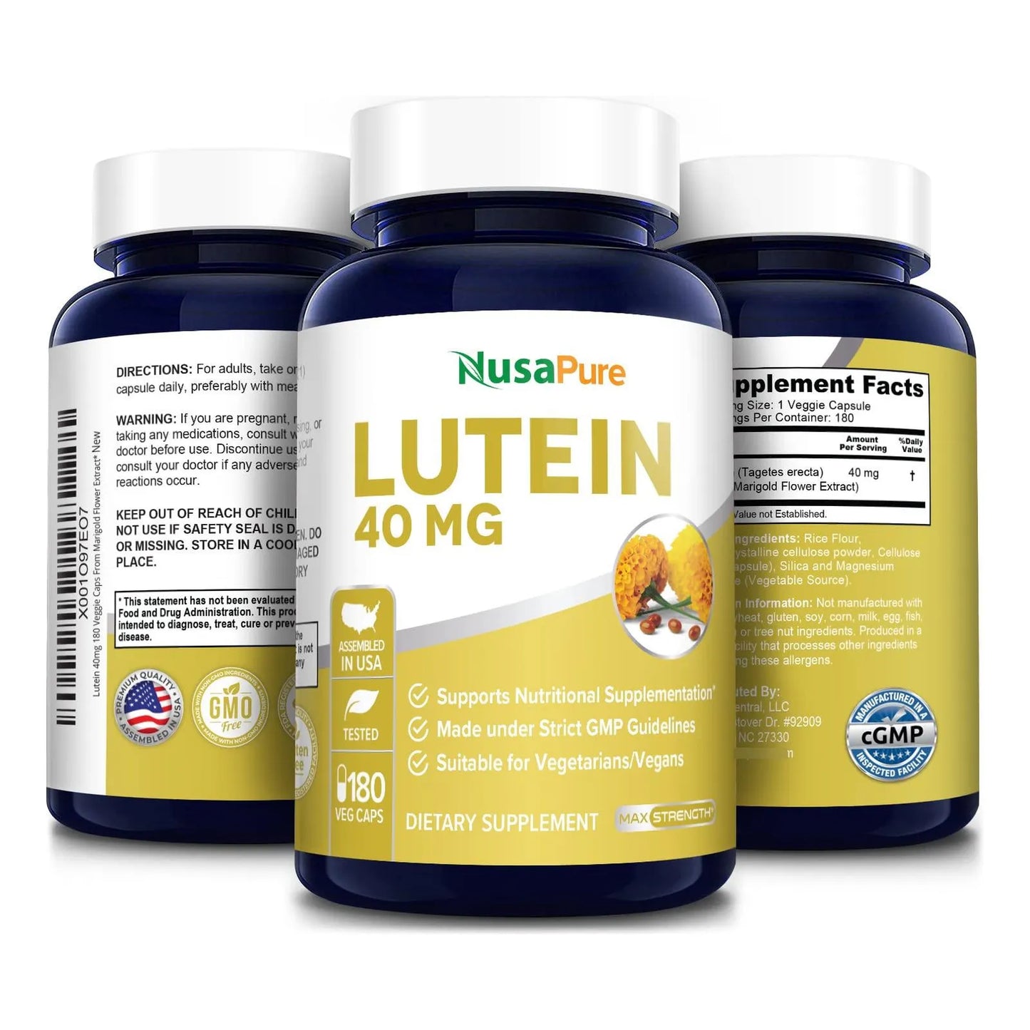 Luteina 40mg 180 Capsulas Vegetales Antioxidante Para La Vision