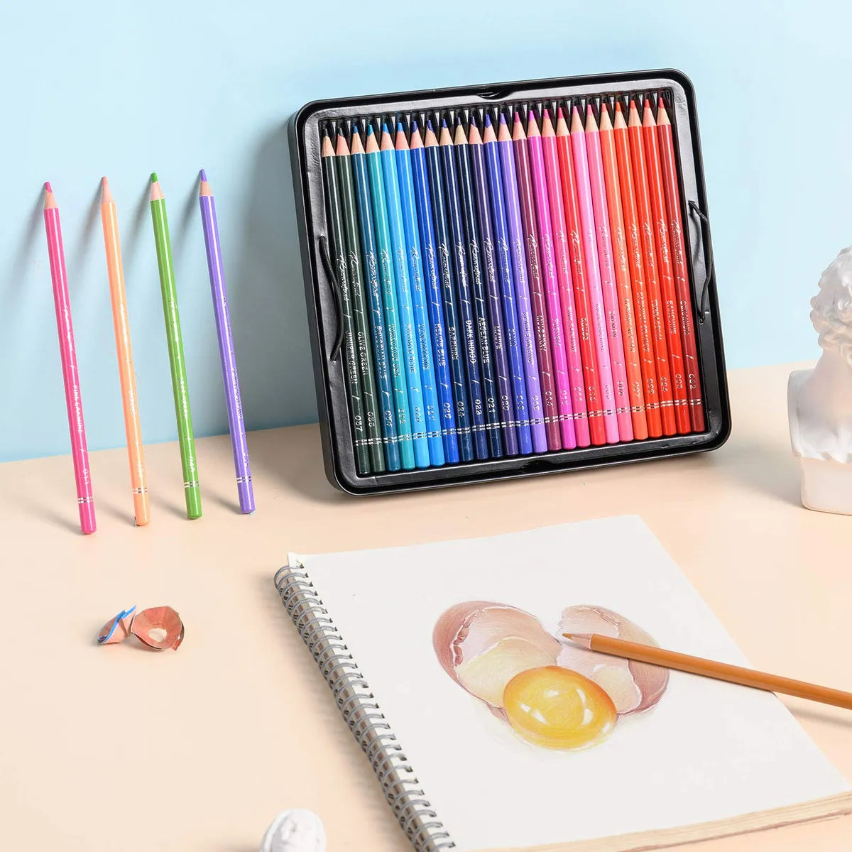 48 Lapices De Colores Profesionales Caja Metalica Pigmentos Intensos Seguro No Toxico