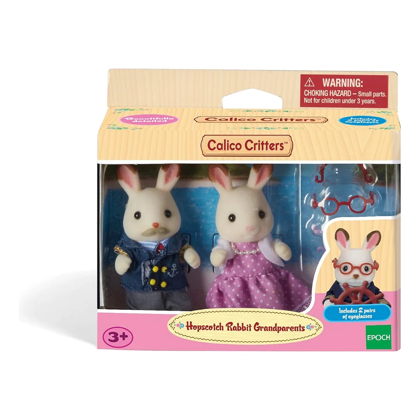 Calico Critters Abuelos Conejo Hopscotch Muñecos Articulados 2 Pcs Suaves Y Vestibles