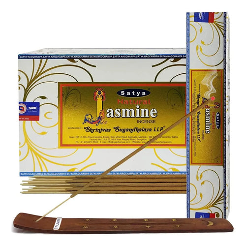 Palitos De Incienso Jazmín Natural Con Soporte Satya Aroma Relajante Y Purificante