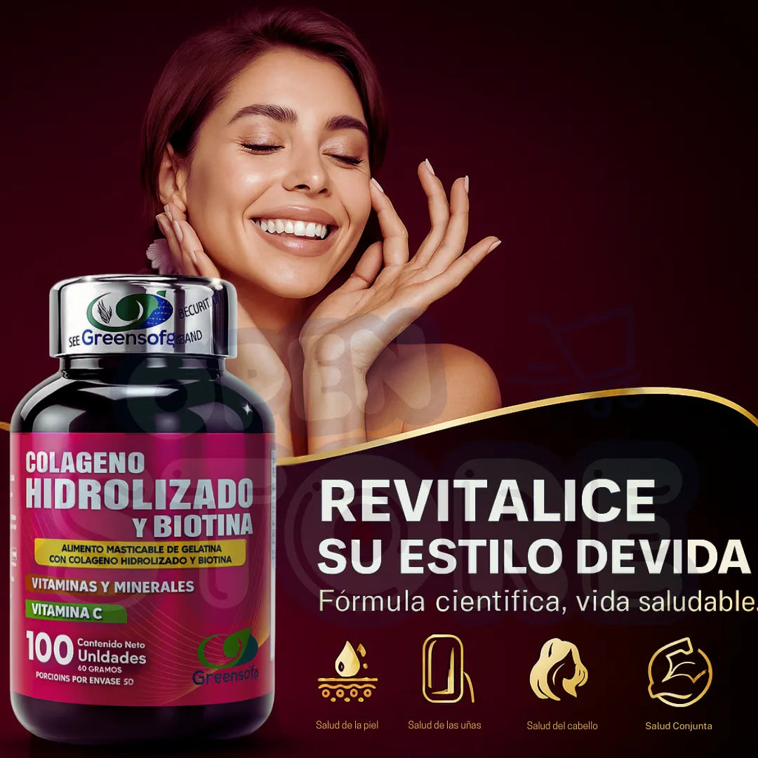 Colágeno Hidrolizado Biotina Green Sofg Cápsulas Sin Sabor Salud Belleza - Imagen 10