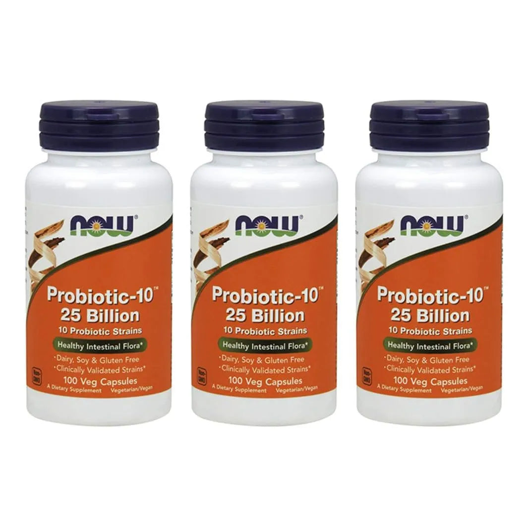 Probiotico 25 Mil Millones 10 Cepas 100 Capsulas Paquete X 3 NOW Foods