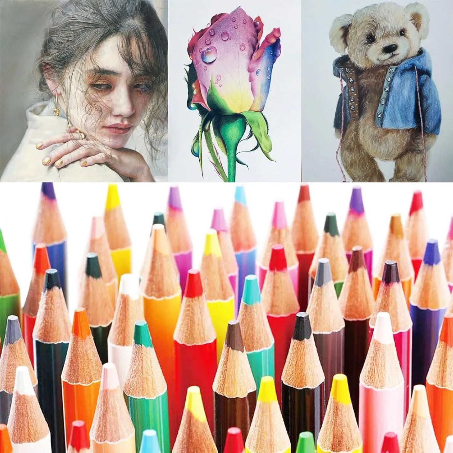Juego De Lapices De Dibujo 48 Colores Kit De Arte Estuche De Lona Ideal Para Adultos Y Principiantes