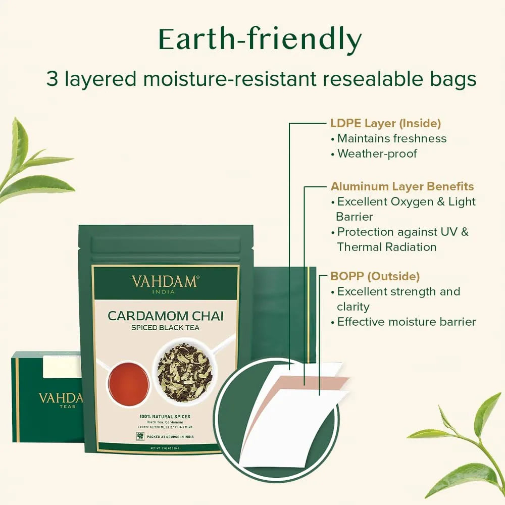 Té Cardamomo Masala Chai Premium Assam Hojas Sueltas Importado