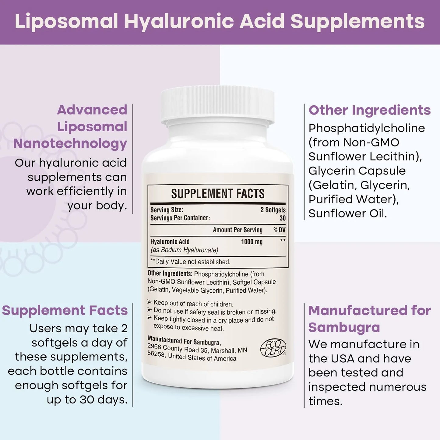 Capsulas Liposomales Acido Hialuronico 1000 Mg Hidratacion Piel Y Articulaciones