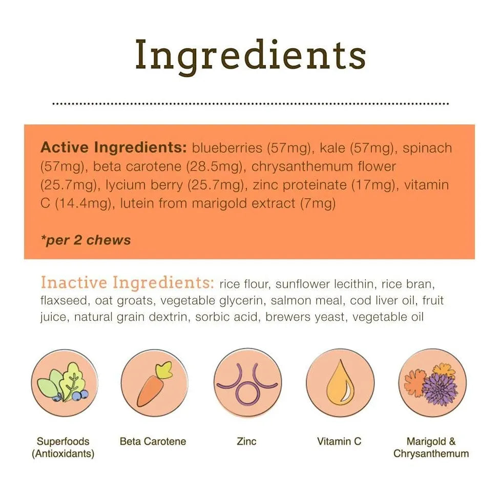 Soporte Ocular Visual Para Perros Antioxidante Masticables Mejora La Visión