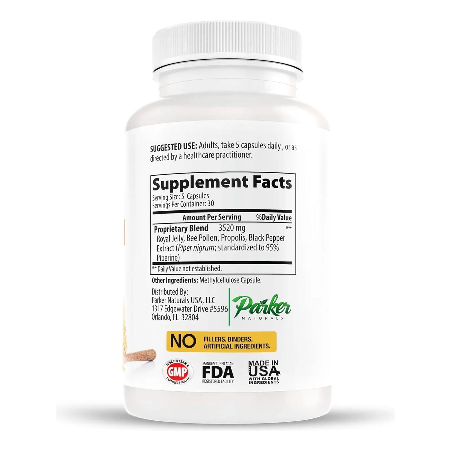 Cápsulas De Polen De Abeja 3520 Mg Con Jalea Real Y Propóleo Supreme Bee Suplemento Natural 150 Unidades