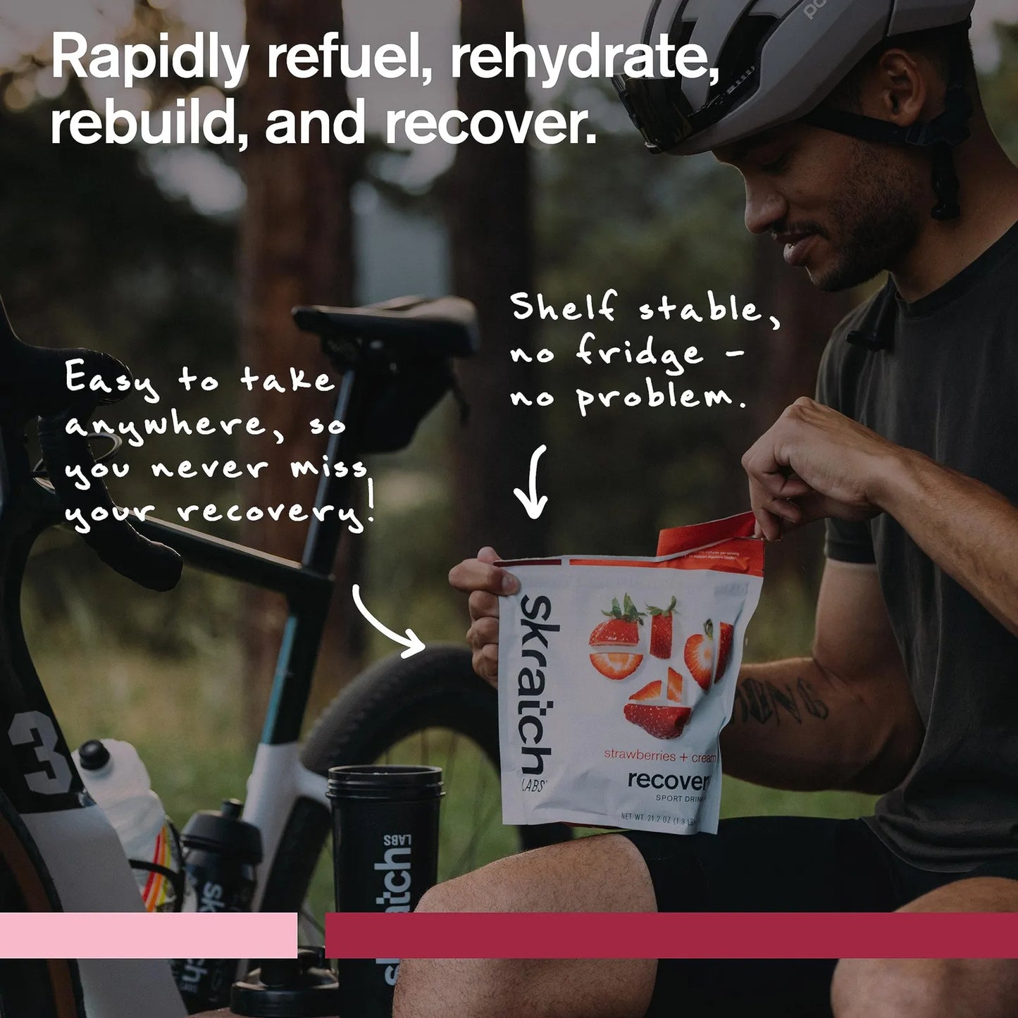 Recovery Sport Drink Mix Proteina Leche Carbohidratos Electrolitos Probióticos Post Entrenamiento Fresas Crema