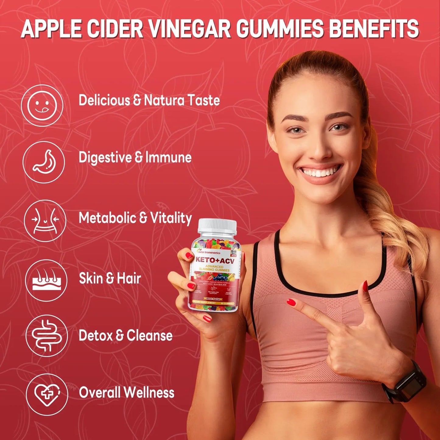 Gomitas Keto Vinagre De Sidra De Manzana 1500 Mg Sabor Frutas Apoyo Dieta
