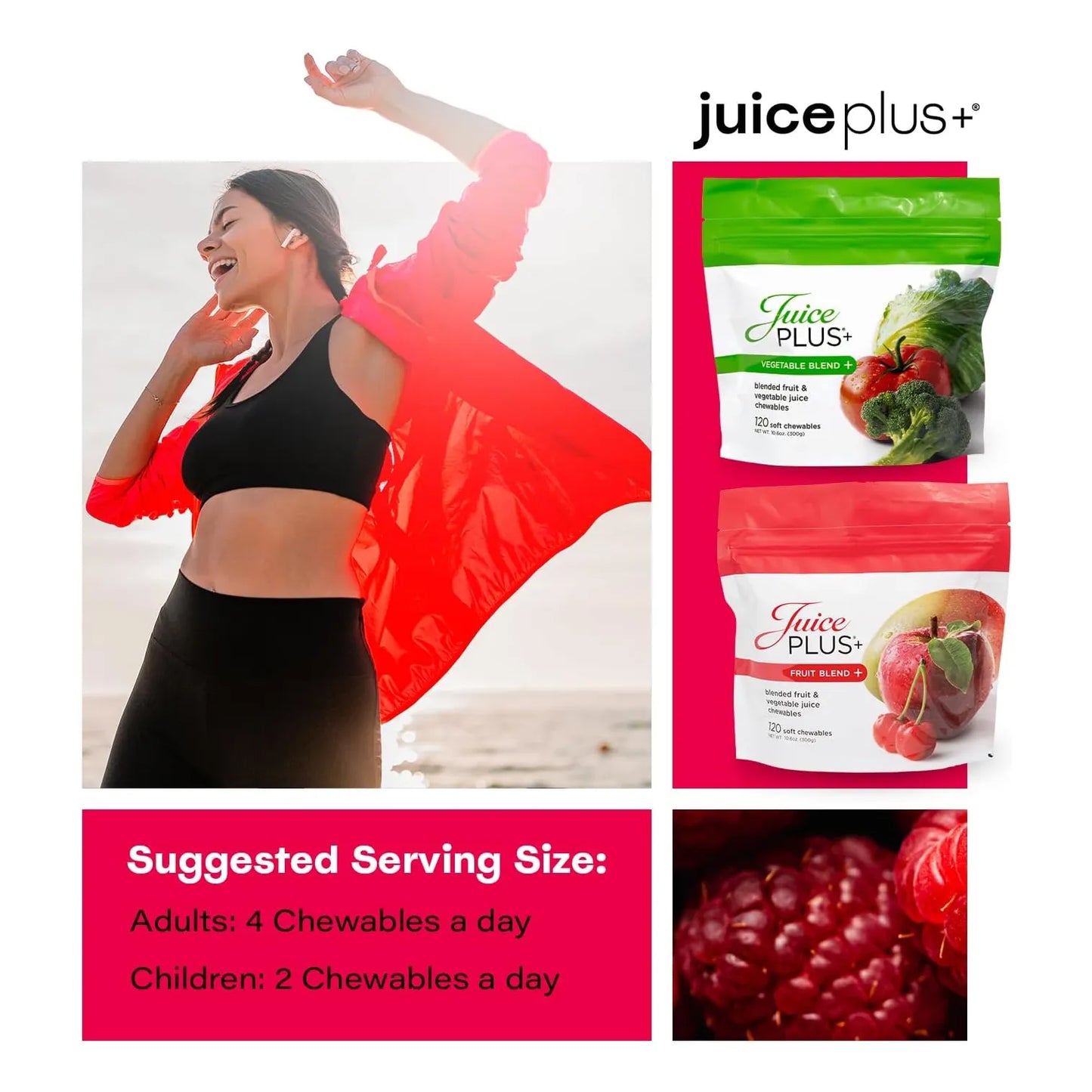 Gomitas Masticables De Frutas Y Verduras JuicePlus+ 4 Bolsas Nutricion Completa