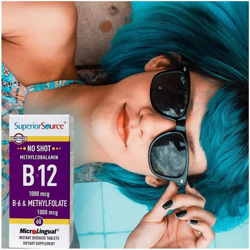 Vitamina B12 Metilcobalamina 1000 Mcg Con B6 Y Metilfolato 60 Tabletas Sublinguales