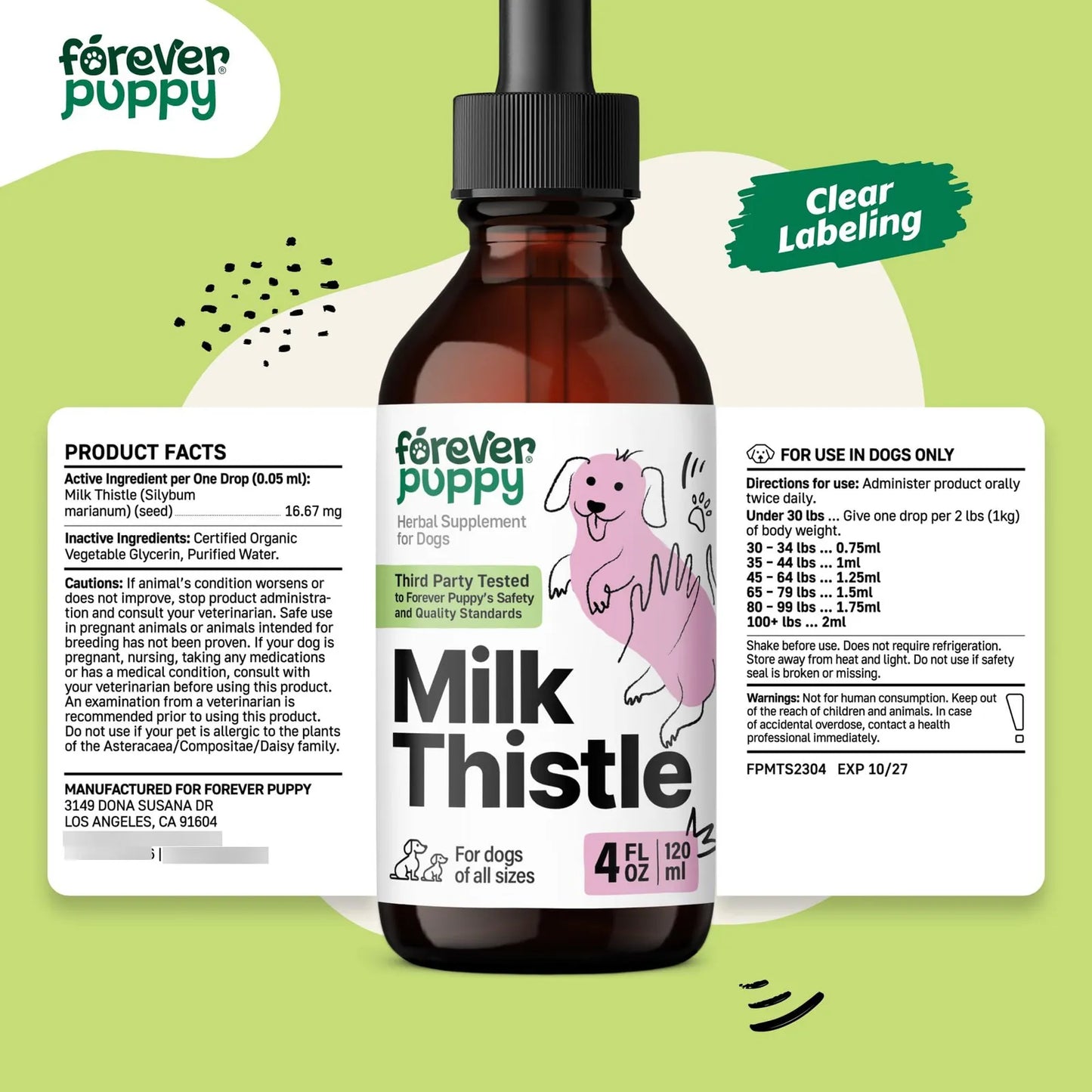 Cardo Mariano Líquido Para Perros Apoyo Hepático Natural 4 fl oz