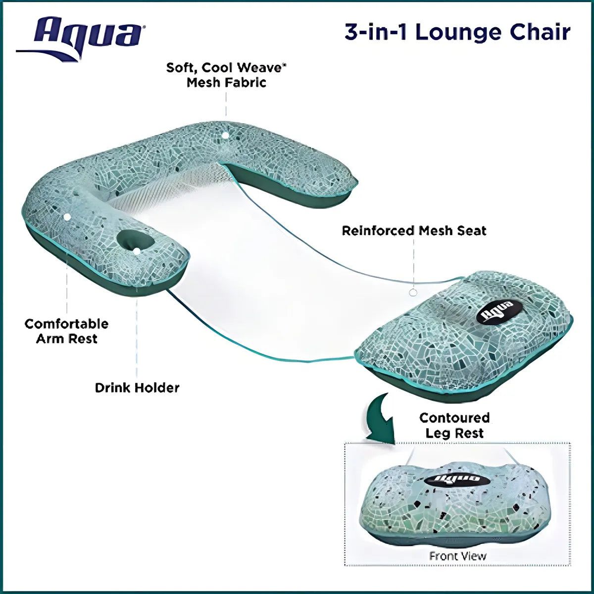 Aqua Mosaic 3 En 1 Sillon De Piscina Flotador Transformable Verde