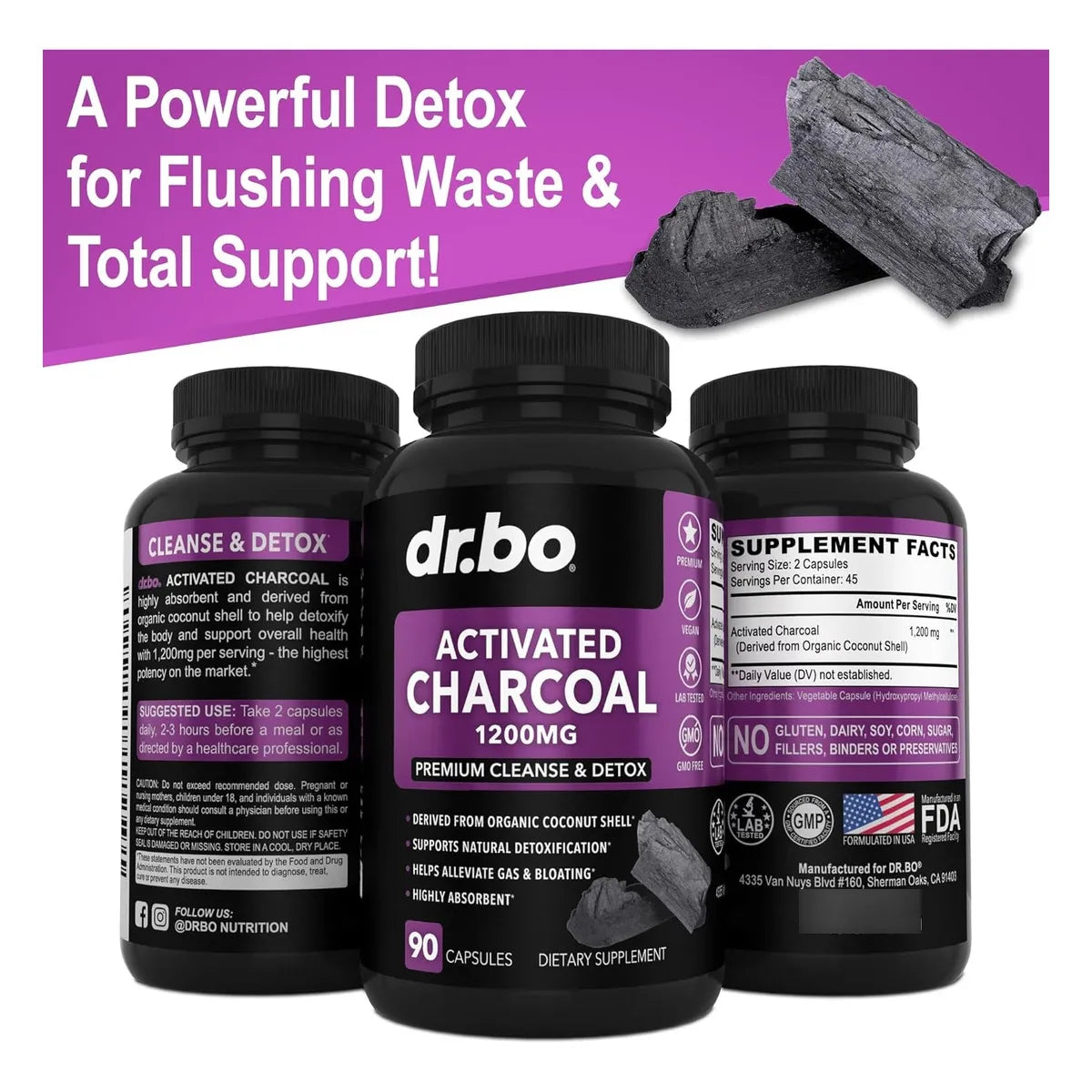 Capsulas De Carbon Activado 1200 Mg Alivio Gases E Hinchazon Digestiva