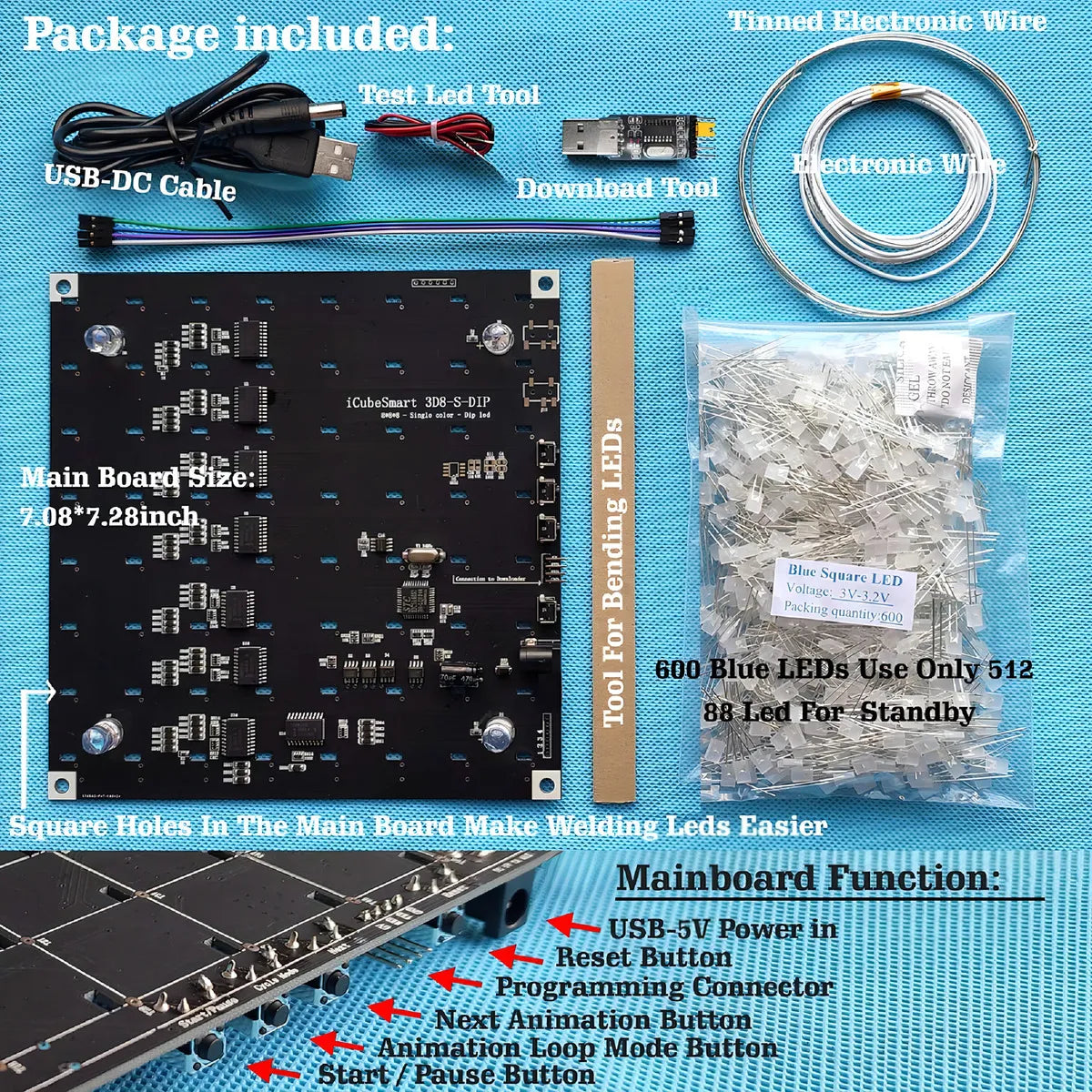 Kit De Luz Led 3D Icubesmart Para Bricolaje 31x31x31 Educativo Y Divertido