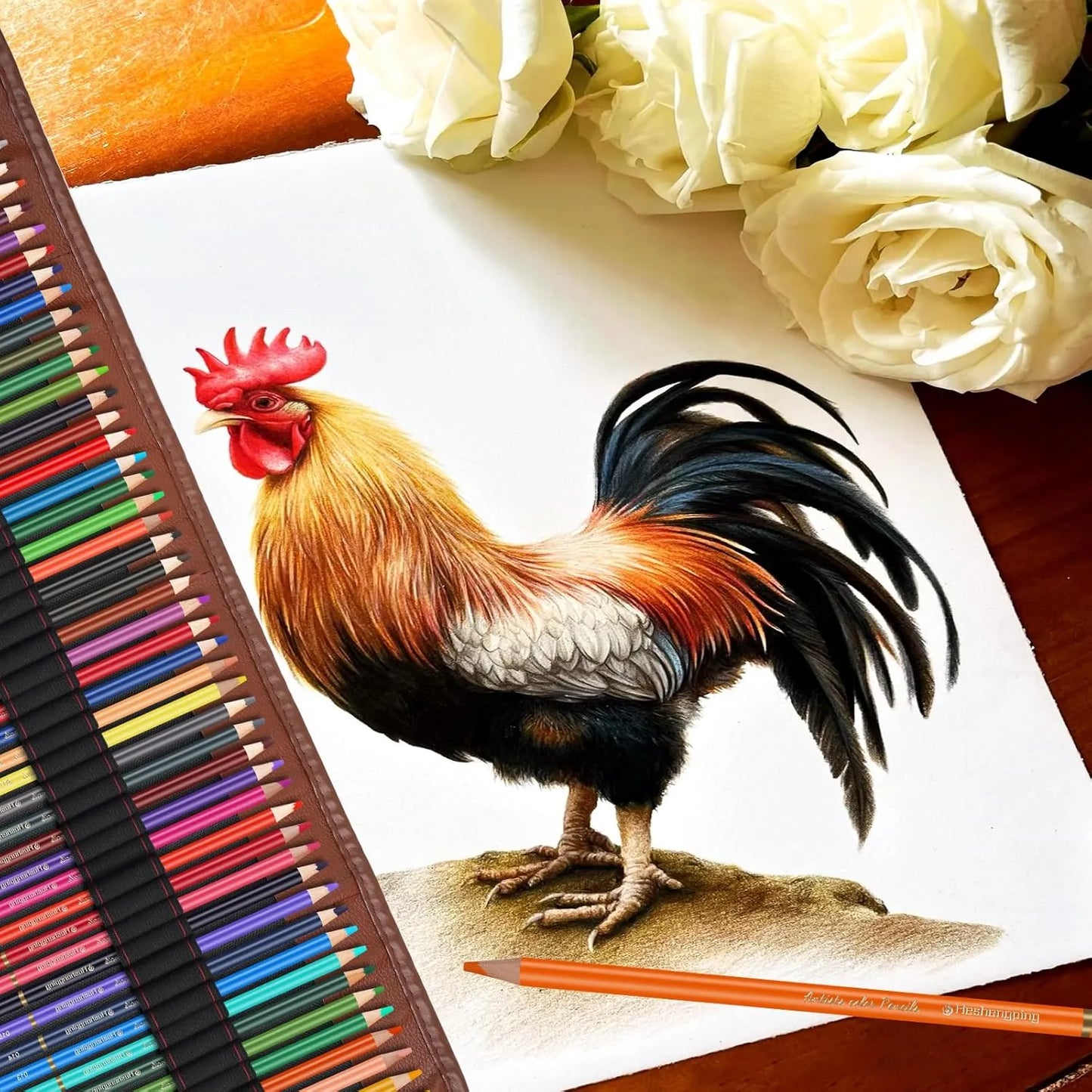 Juego De Lapices De Dibujo 48 Colores Kit De Arte Estuche De Lona Ideal Para Adultos Y Principiantes