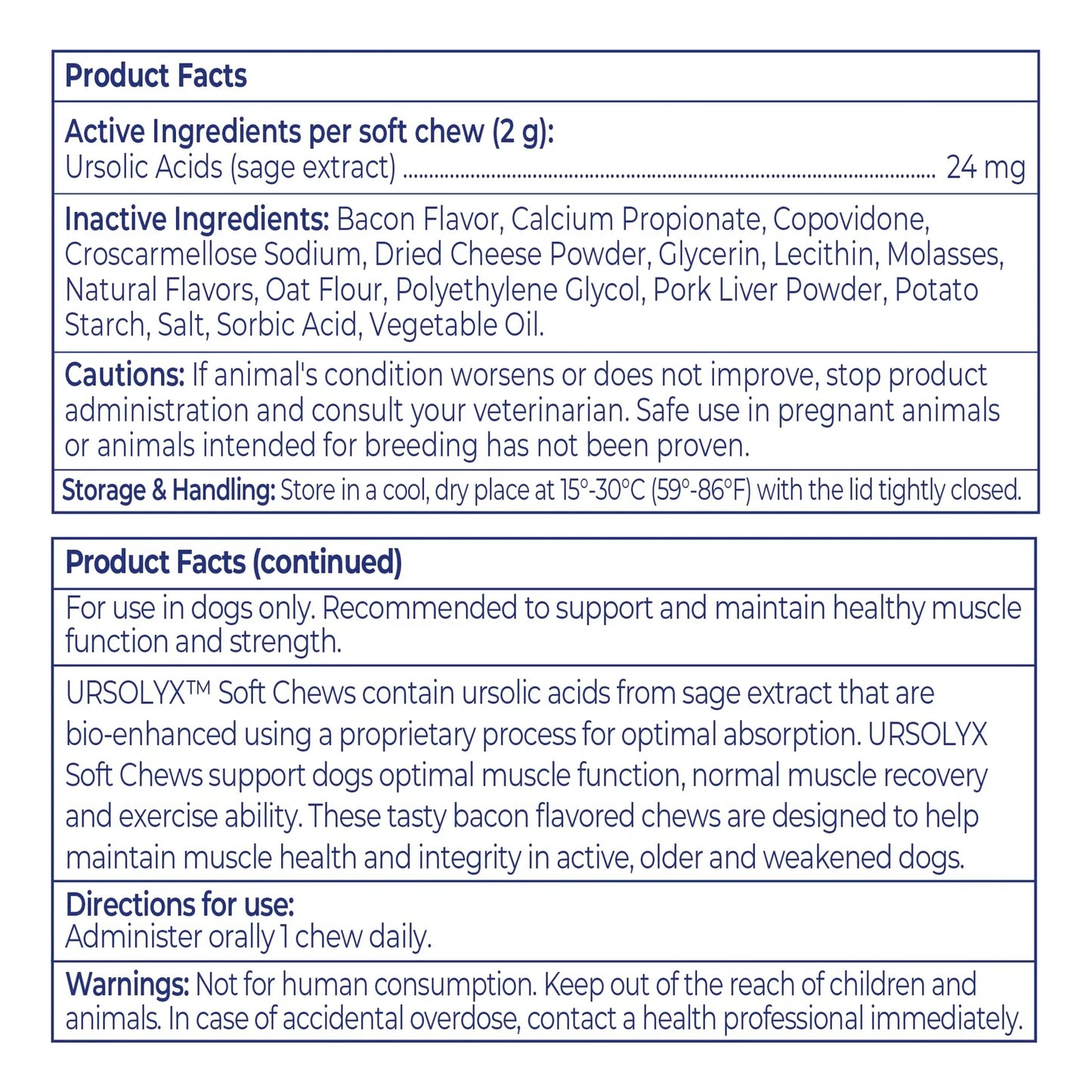URSOLYX Masticables Suaves Para Perros Apoyo Salud Muscular 60 Unidades