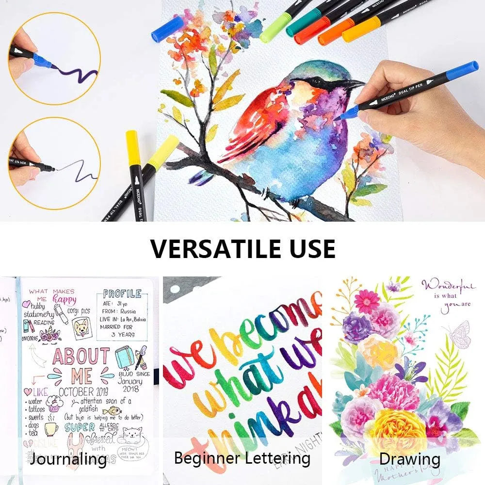 Nicecho Art Markers Dual Brush Pen 60 Colores Marcadores Profesionales Punta Fina Y Pincel