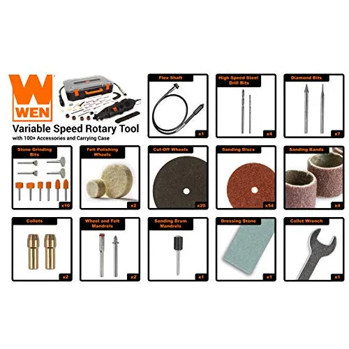 Herramienta Giratoria WEN 23103 Velocidad Variable 100 Accesorios