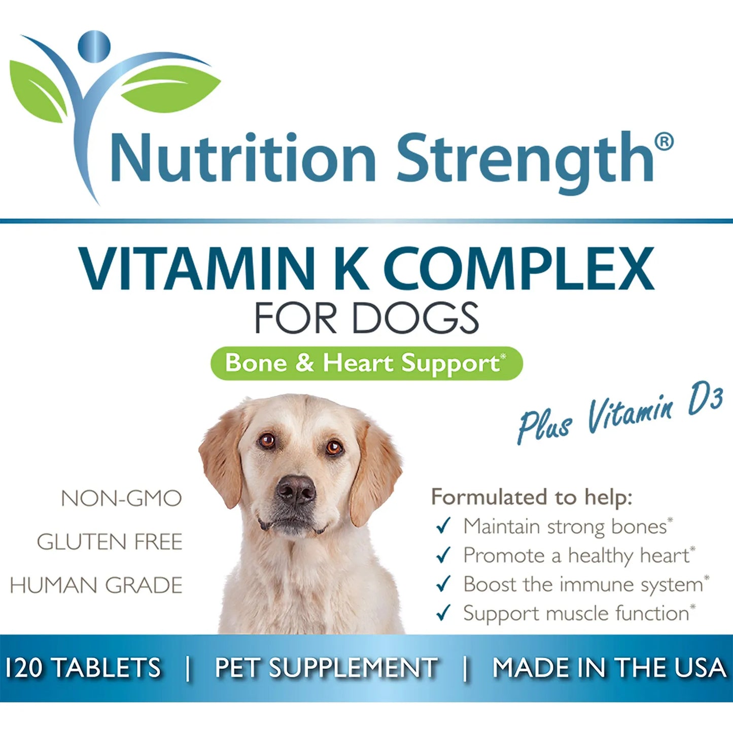 Vitamina K1 K2 Y D3 Para Perros Tabletas Masticables 120 Unidades