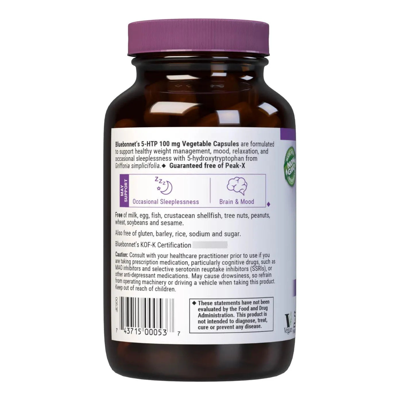 5-HTP Hidroxitriptofán 100 Mg Soporte Neurotransmisores Estado Ánimo Vegano