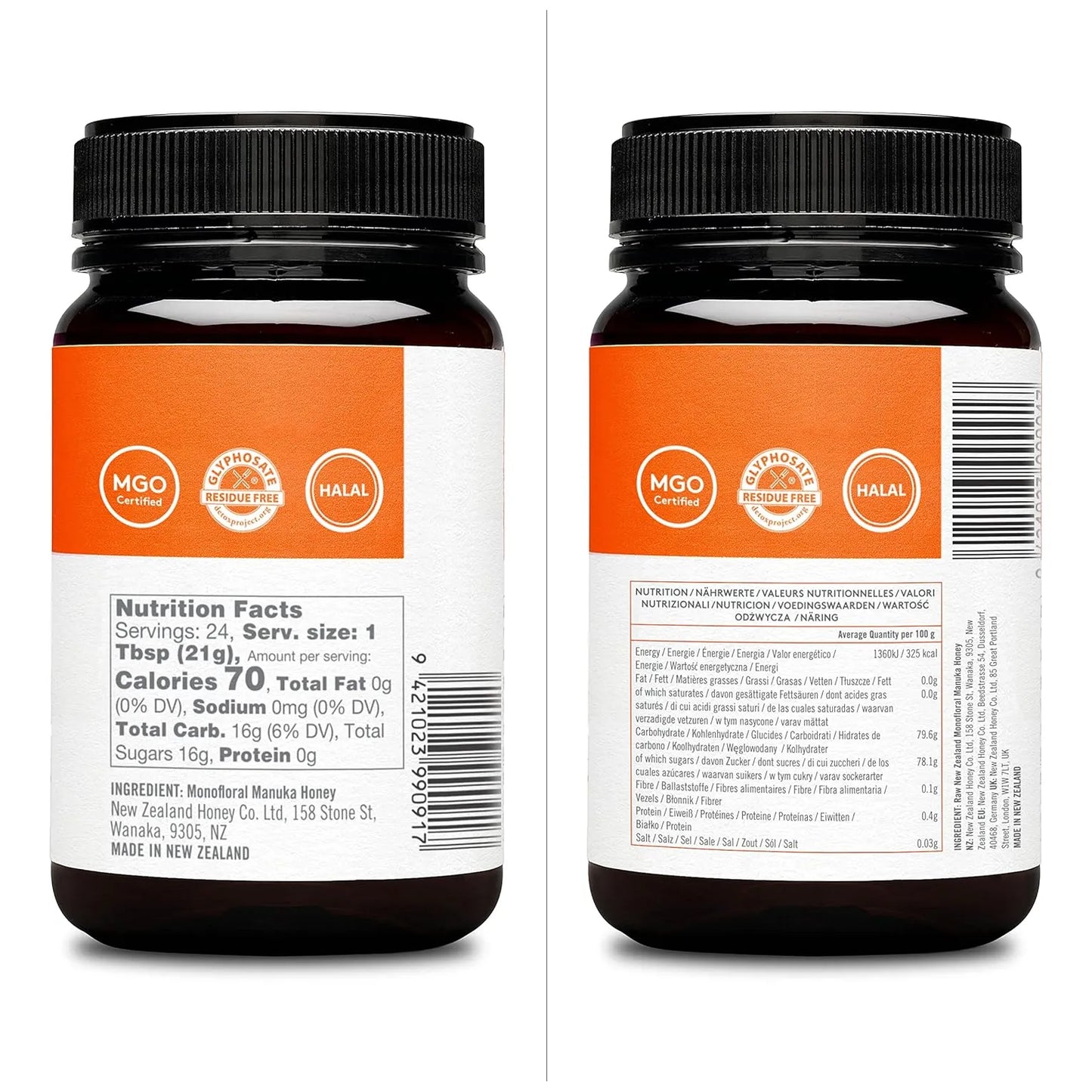 Miel De Manuka Cruda UMF 10+ MGO 263+ 500g Certificada Nueva Zelanda Honey Co