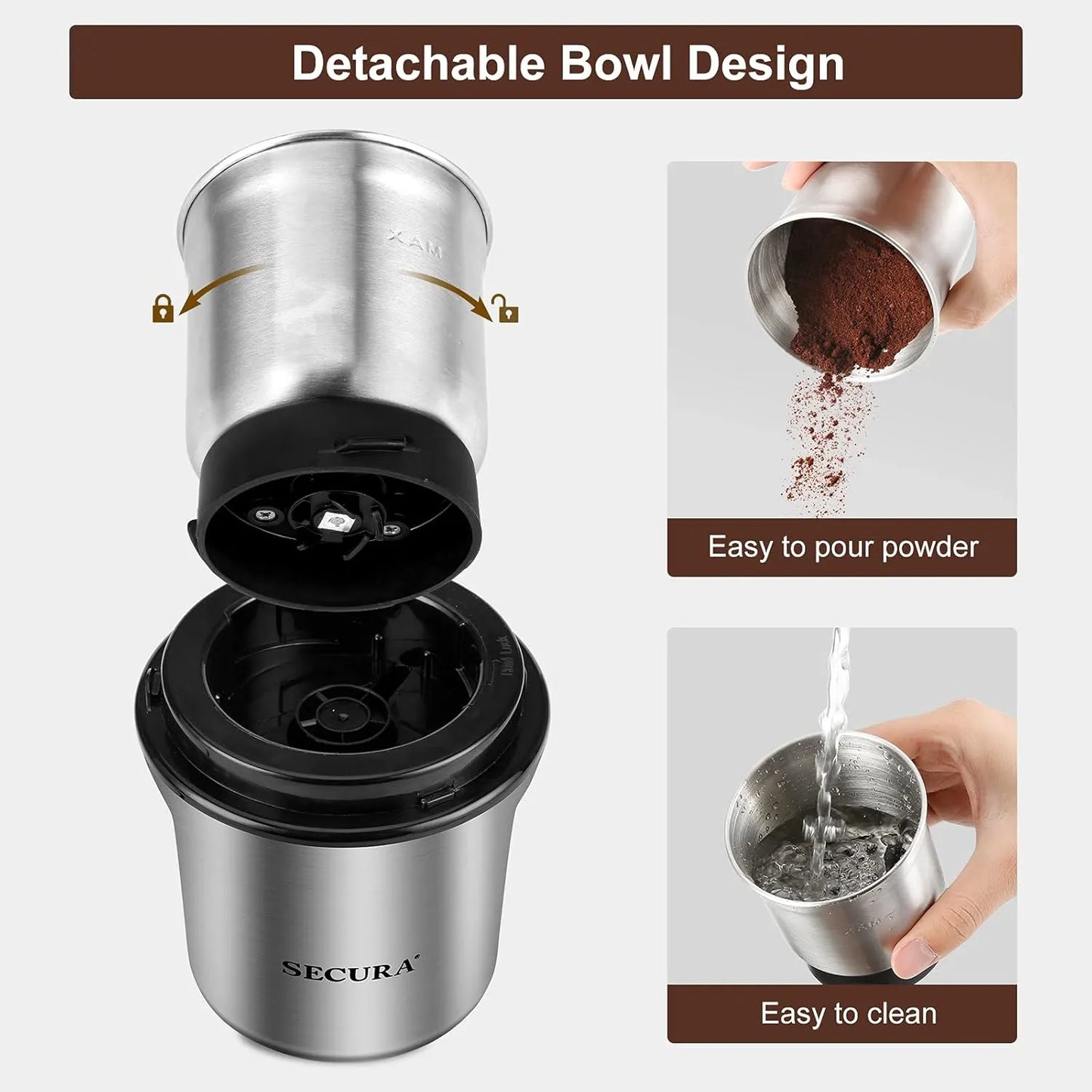 Molinillo Electrico De Cafe Y Especias 75g Cuchillas Acero Inoxidable Envio Gratis