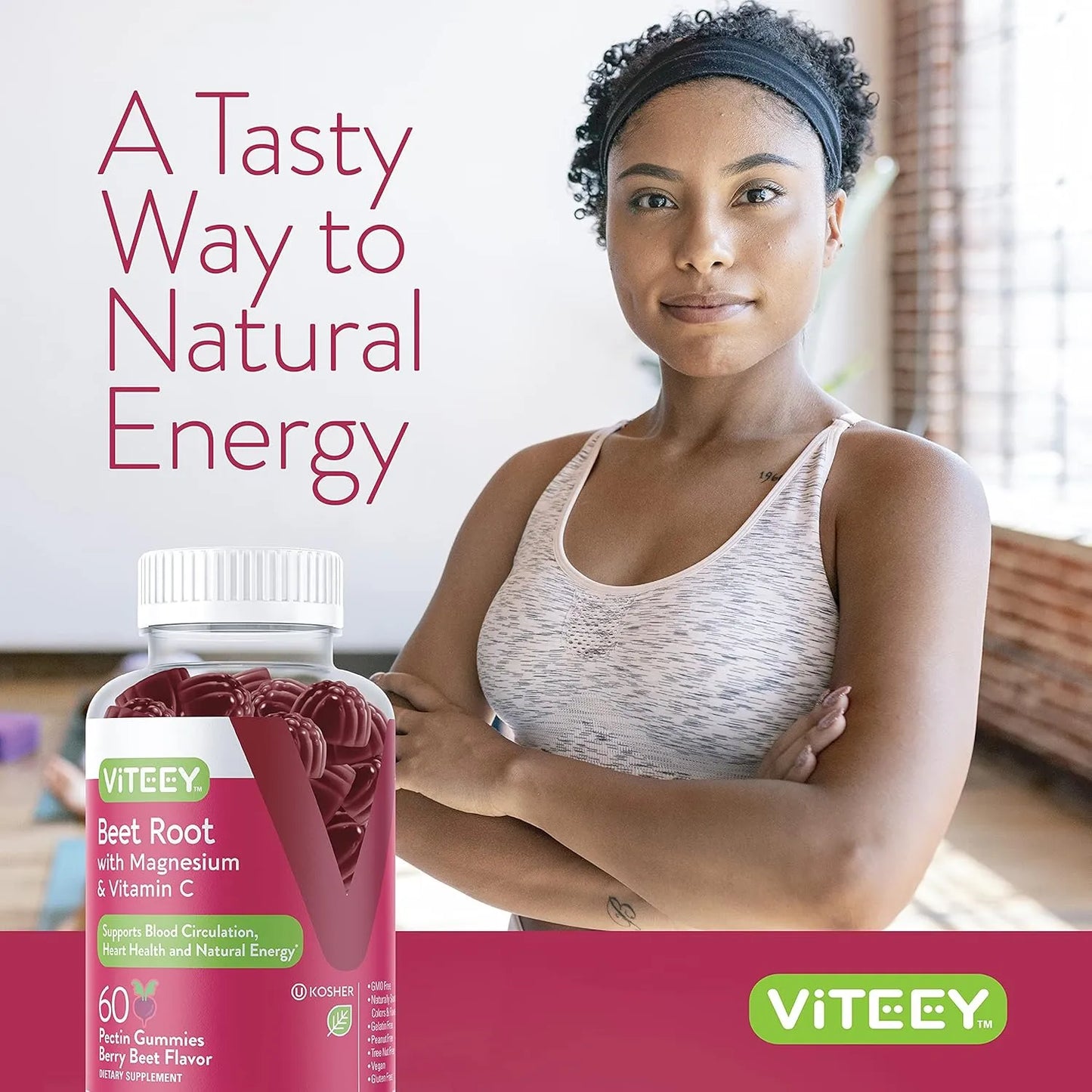 Gomitas De Raiz De Remolacha Con Magnesio Y Vitamina C Viteey Suplemento Cardiaco Vegano